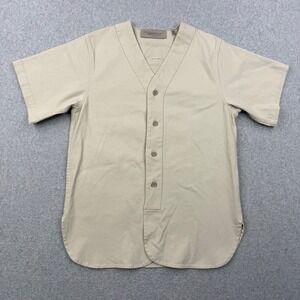 Fear of God Essentials Jersey Womens XS Tan Baseball Button Up Short Sleeve Logo